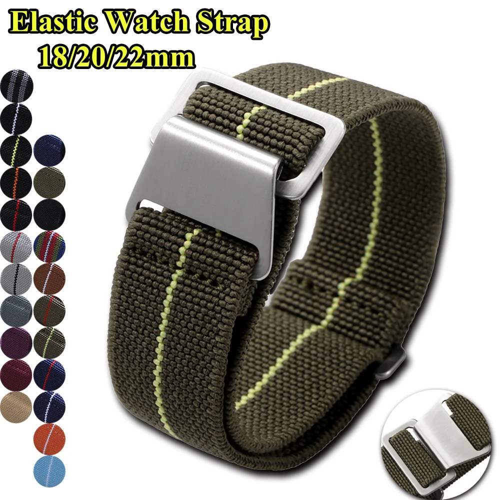 Parachute Strap Elastic - ยืดหยุ่นสายนาฬิกา 18 มม.20 มม.22 มม.สําหรับ 60s