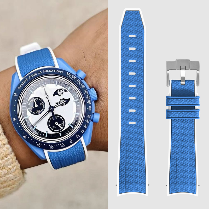 Buckle Pin Ss - สายนาฬิกาข้อมือยางแบบโค้ง 20 มม. สำหรับนาฬิกา Omega Swatch