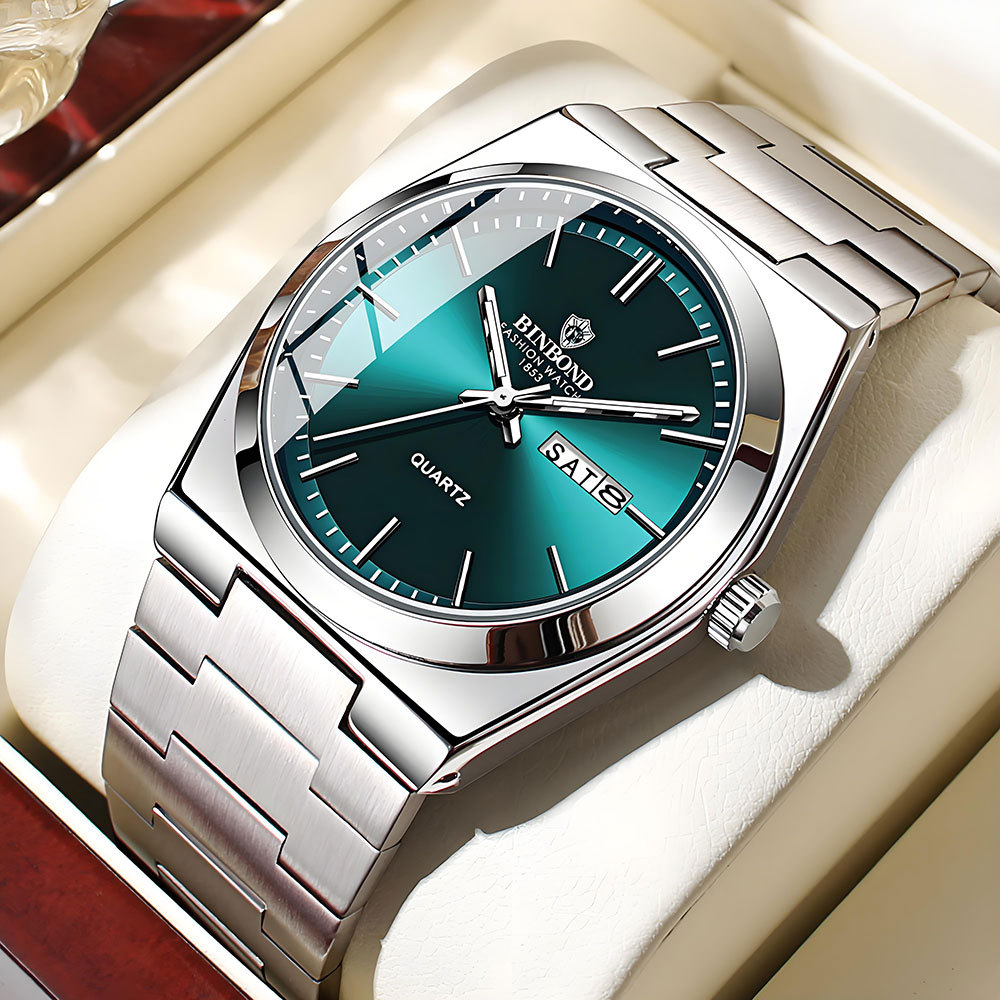 Rolex Watch Datejust - BINBOND นาฬิกาข้อมือผู้ชายของแท้ ดีไซน์หรูหรา ตัวเรือนสแตนเลส พร้อมปฏิทินคู่ กันน้ำ