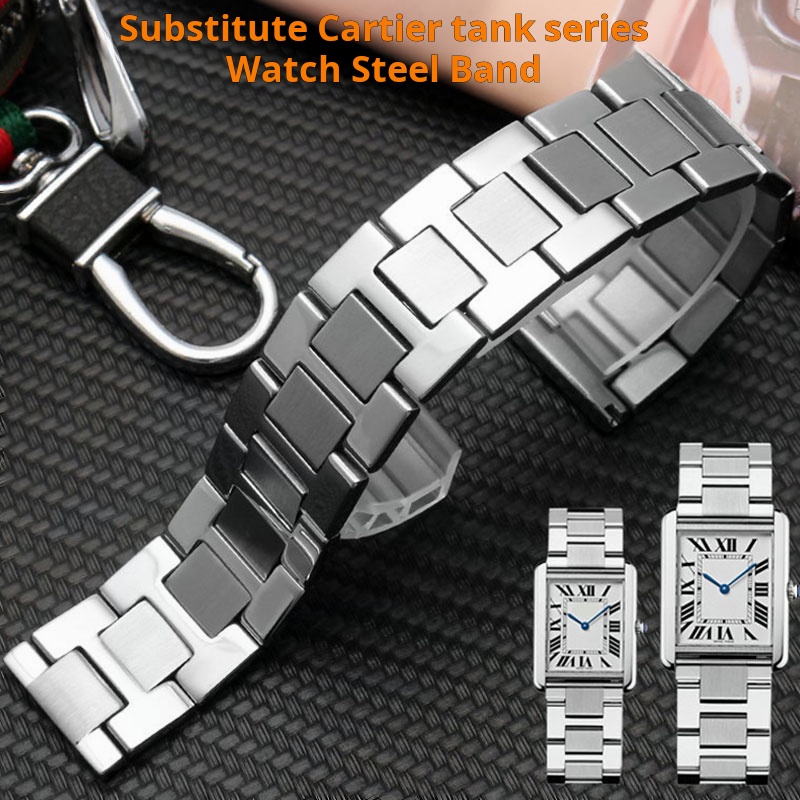 Cartier Watch Tank - สำหรับถัง Cartier 316L เดี่ยวกันน้ำสายนาฬิกาสแตนเลสสตีล17.5 20 22