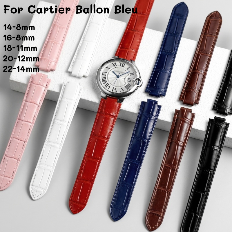 Cartier Watch Tank - สายนาฬิกาหนังแบบโค้งสองด้าน สำหรับ Cartier Ballon Bleu &