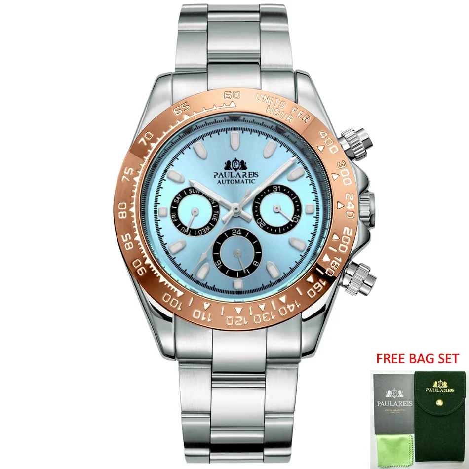 Cartier Watch Tank - นาฬิกาอัตโนมัติสำหรับผู้ชาย ระบบกลไกไขลานอัตโนมัติ ตัวเรือนสแตนเลสสีทอง หน้าปัดสีน้ำเงินน้ำแข็ง ขอบหน้าปัดสีน้ำตาลเกาลัด นาฬิกาข้อมือผู้ชายราคาประหยัด