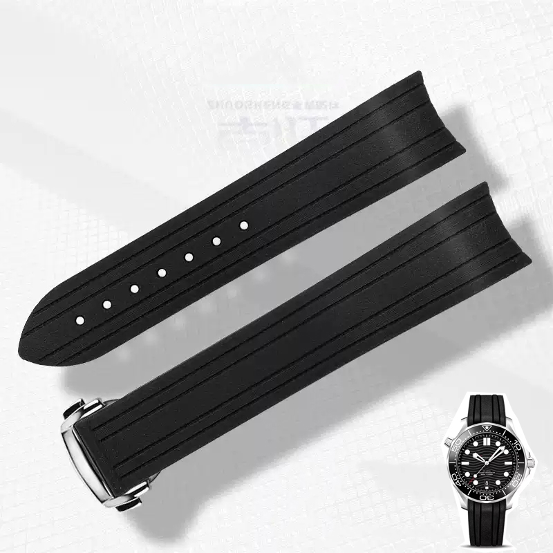 Omega Watch Seamaster - 20 มม.ปลายโค้งยางซิลิโคนสําหรับ Omega สําหรับ Seamaster 300