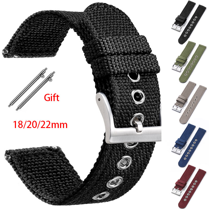 Nato Strap Nylon - สายไนลอน 18 มม.20 มม.22 มม.ผ้าใบสายรัดข้อมือกีฬานุ่มสบาย Watchband