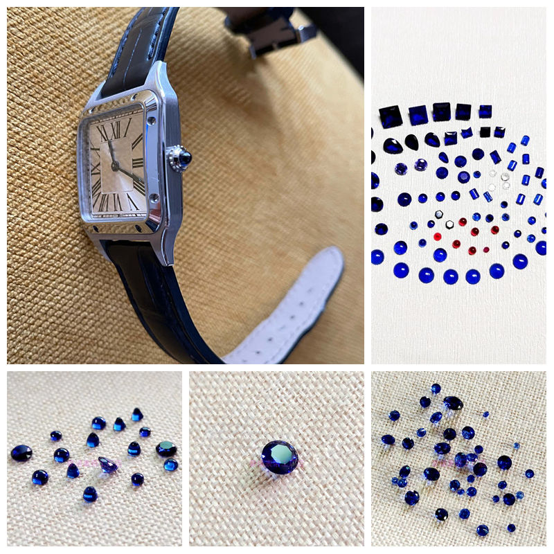 Cartier Watch Ballon Bleu - มงกุฎนาฬิกาพร้อมแซฟไฟร์สีน้ำเงินทรงกลม ใช้ได้กับหลายรุ่นของคาร์เทียร์ เช่น Ballon Bleu, Pasha,
