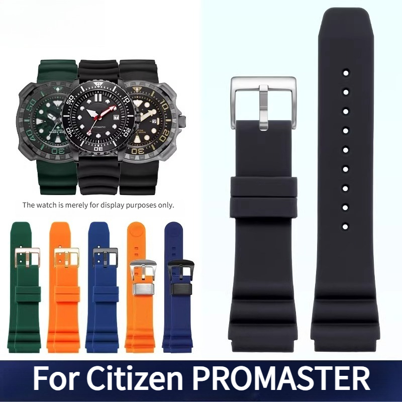 Citizen Watch Promaster - สายนาฬิกาซิลิโคนขอบโค้งสำหรับ Citizen PROMASTER BN0158-18X/50-10E NY0040-09E QQ