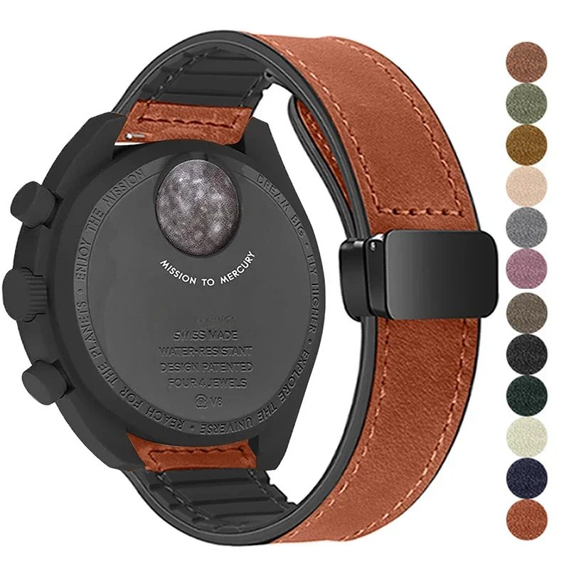 Omega Watch Constellation - 20 มม.สายนาฬิกาหนังซิลิโคนสําหรับ Omega X Swatch ทั่วไป