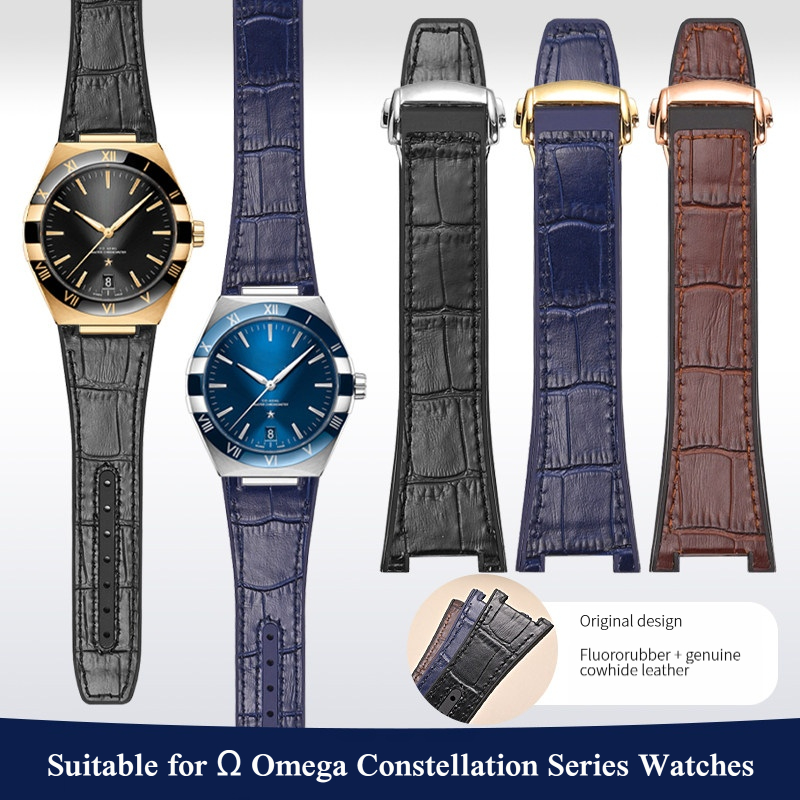 สายนาฬิกาหนังวัวแท้+FKM สำหรับ - Omega Watch Constellation บทวิจารณ์และราคา