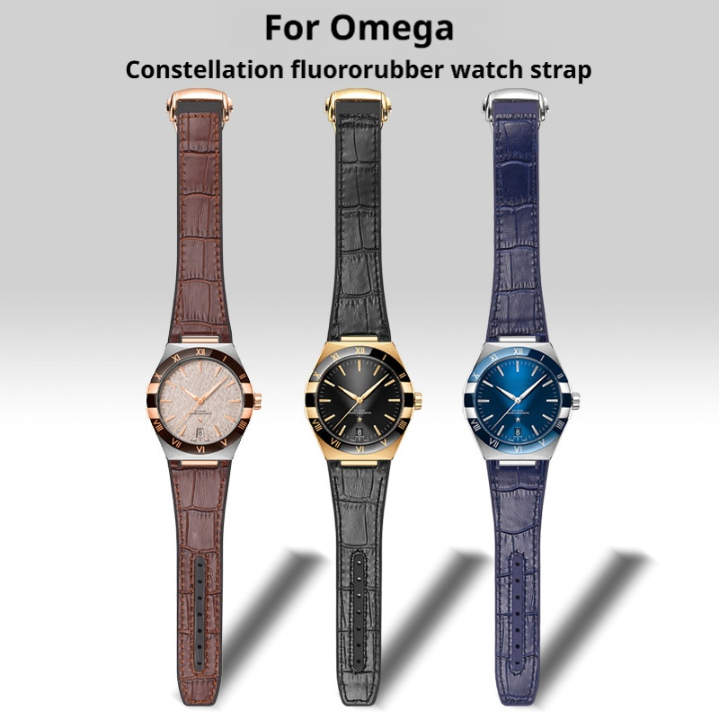 สายนาฬิกาหนังวัวแท้+FKM สำหรับ - Omega Watch Constellation บทวิจารณ์และราคา