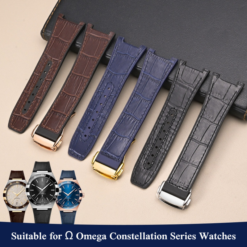 สายนาฬิกาหนังวัวแท้+FKM สำหรับ - Omega Watch Constellation บทวิจารณ์และราคา