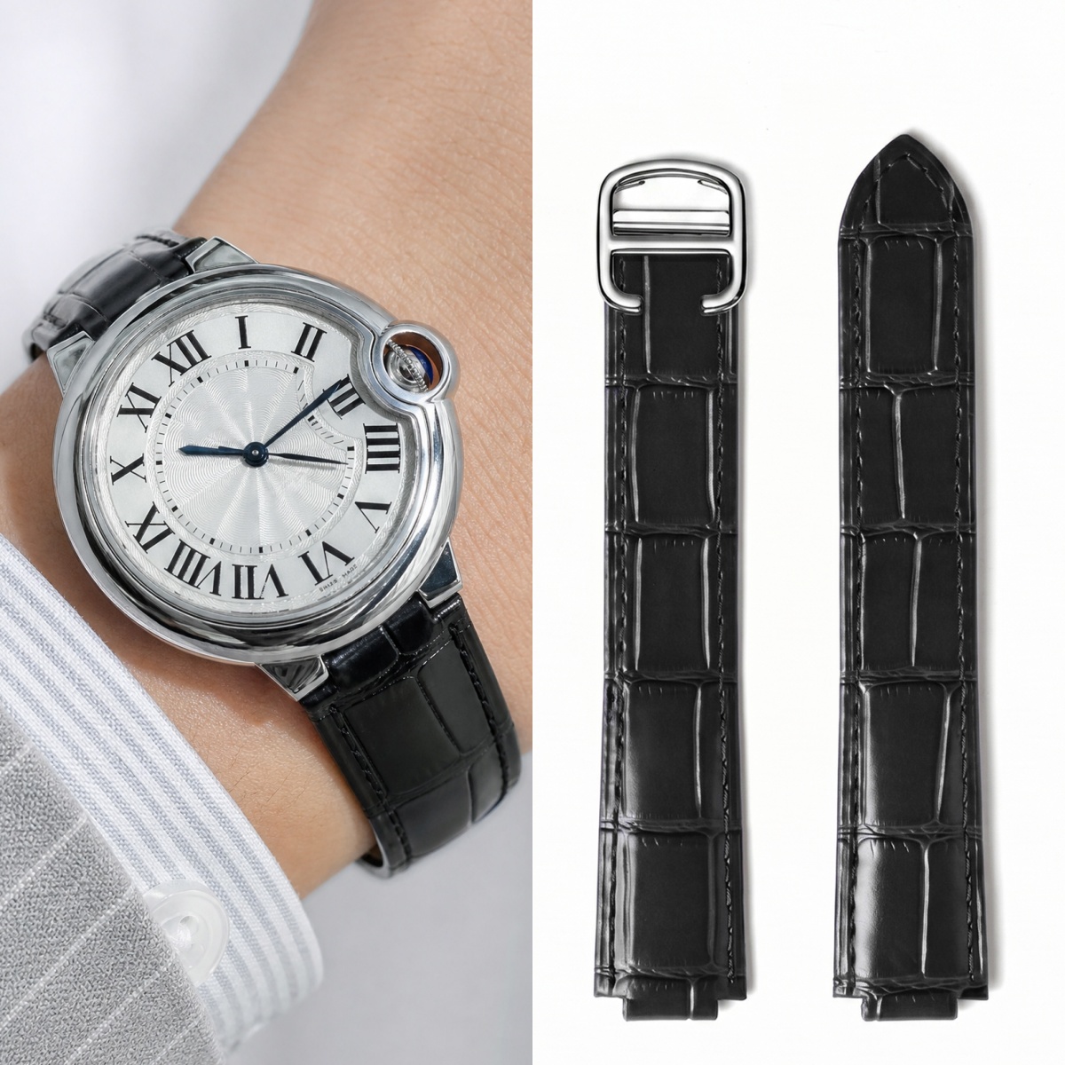 สายนาฬิกาหนังแบบโค้งสองชั้นพิเ - Cartier Watch Ballon Bleu บทวิจารณ์และราคา